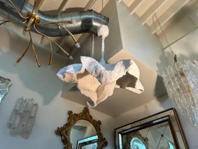 Serge Roche French Organic Modern Plaster Chandelier