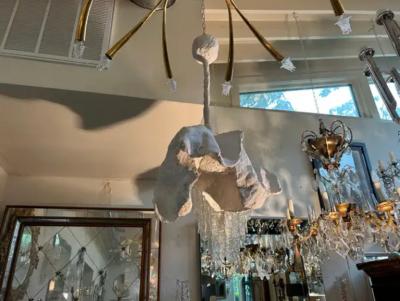 Serge Roche French Organic Modern Plaster Chandelier