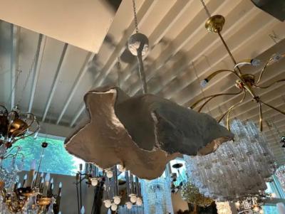 Serge Roche French Organic Modern Plaster Chandelier