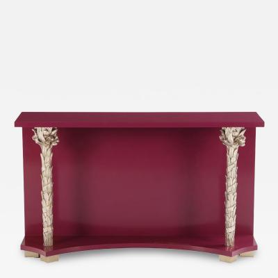 Serge Roche French carved silver giltwood palm console in manner of Serge Roche C 1980 