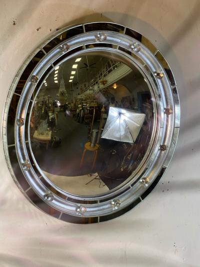Serge Roche MAGNIFICIENT ROUND ART DECO CONVEX MIRROR IN THE MANNER OF SEGE ROCHE