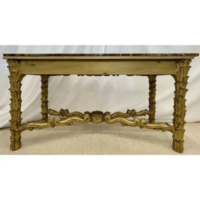 Serge Roche Mid Century Fleur de Lis Console Marble Serge Roche Style