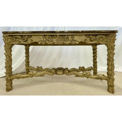 Serge Roche Mid Century Fleur de Lis Console Marble Serge Roche Style
