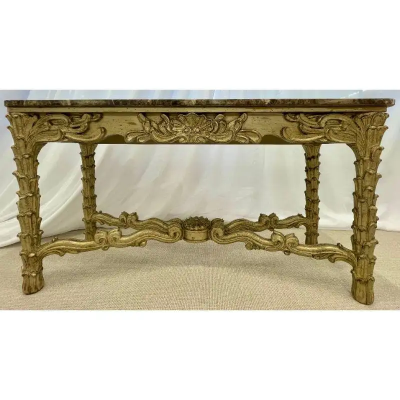 Serge Roche Mid Century Fleur de Lis Console Marble Serge Roche Style