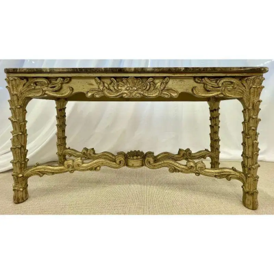 Serge Roche Mid Century Fleur de Lis Console Marble Serge Roche Style