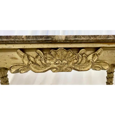 Serge Roche Mid Century Fleur de Lis Console Marble Serge Roche Style
