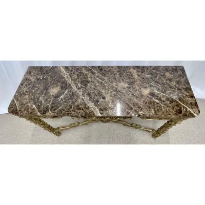 Serge Roche Mid Century Fleur de Lis Console Marble Serge Roche Style