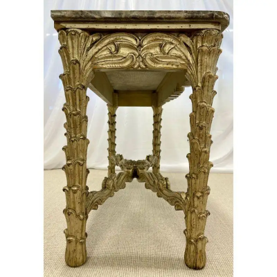Serge Roche Mid Century Fleur de Lis Console Marble Serge Roche Style
