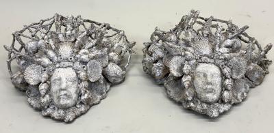 Serge Roche PAIR of French Shell Plaster Sconces Serge Roche for Maison Jansen 1930 1940