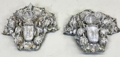 Serge Roche PAIR of Rare French Shell Plaster Sconces by Serge Roche Maison Jansen 1935