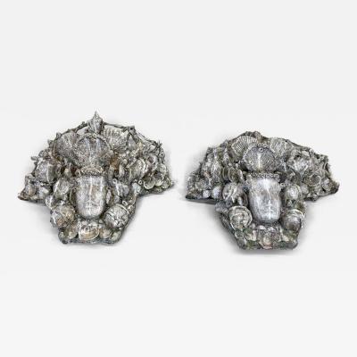 Serge Roche PAIR of Rare French Shell Plaster Sconces by Serge Roche Maison Jansen 1935