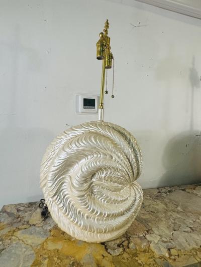 Serge Roche PEARLIZED PLASTER CLAM SHELL LAMPS IN THE MANNER OF SERGE ROCHE