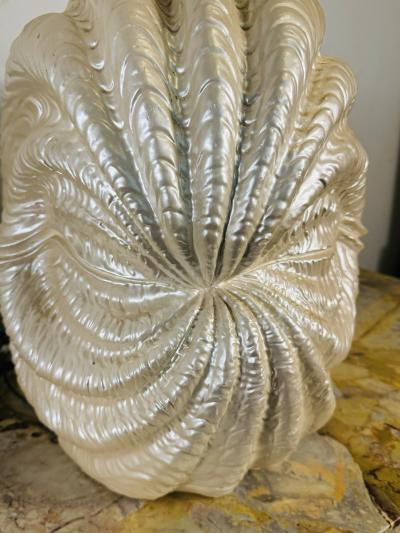 Serge Roche PEARLIZED PLASTER CLAM SHELL LAMPS IN THE MANNER OF SERGE ROCHE