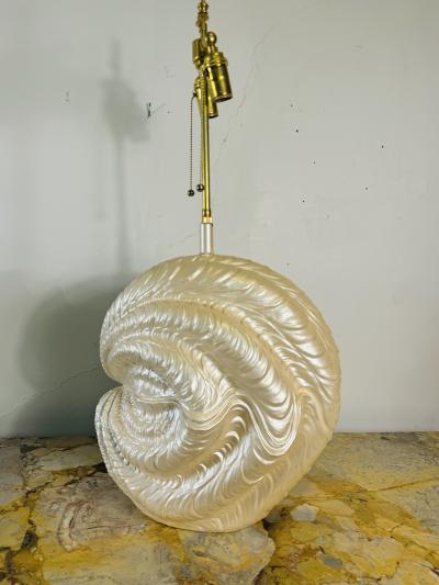 Serge Roche PEARLIZED PLASTER CLAM SHELL LAMPS IN THE MANNER OF SERGE ROCHE