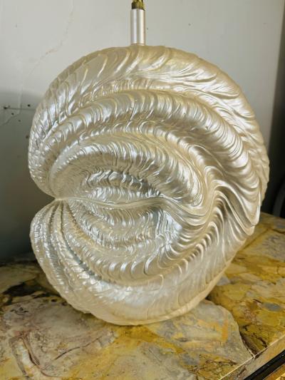 Serge Roche PEARLIZED PLASTER CLAM SHELL LAMPS IN THE MANNER OF SERGE ROCHE
