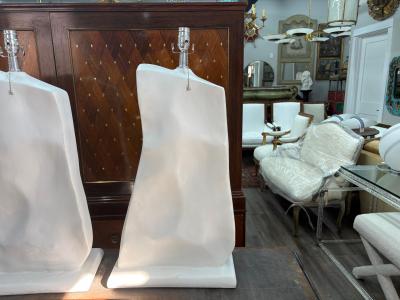 Serge Roche Pair Of French Modern Plaster Lamps