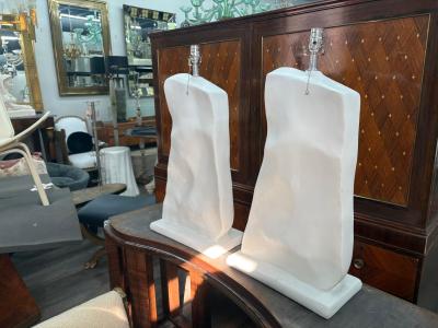 Serge Roche Pair Of French Modern Plaster Lamps