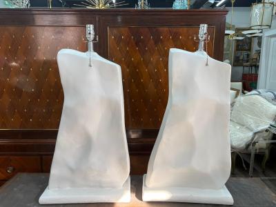 Serge Roche Pair Of French Modern Plaster Lamps