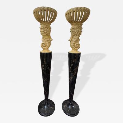 Serge Roche Pair Of French Serge Roche Attributed Seahorse Torchieres