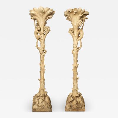 Serge Roche Pair of French Torchieres or Floor Lamps with Monkeys Attributed to Serge Roche