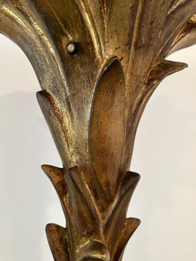 Serge Roche Patinated Resin Plaster Palm Torchieres in the Manner of Serge Roche Pair