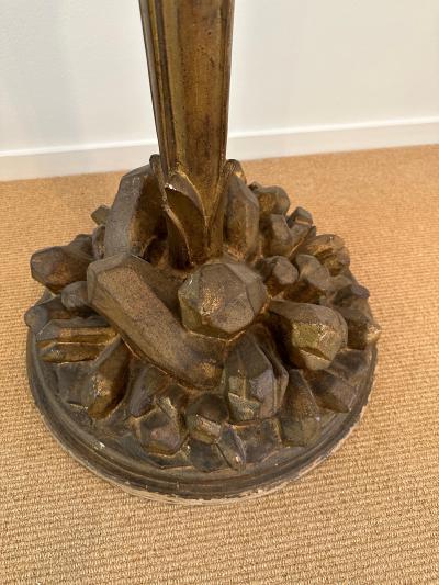 Serge Roche Patinated Resin Plaster Palm Torchieres in the Manner of Serge Roche Pair