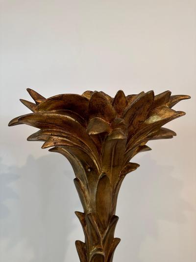 Serge Roche Patinated Resin Plaster Palm Torchieres in the Manner of Serge Roche Pair