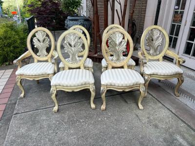 Serge Roche SUITE OF SIX ORNATE DINING CHAIRS IN THE MANNER OF SERGE ROCHE