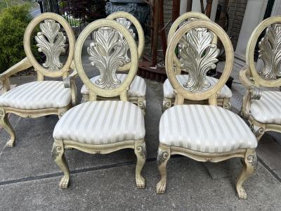 Serge Roche SUITE OF SIX ORNATE DINING CHAIRS IN THE MANNER OF SERGE ROCHE