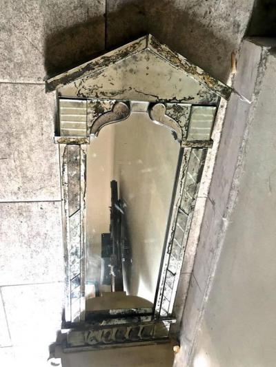 Serge Roche Serge Roche Attributed Pair of 1940s Baroque Oxidized Mirror Wall Consoles