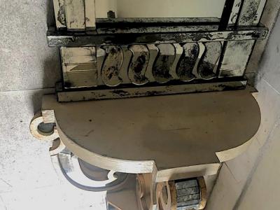 Serge Roche Serge Roche Attributed Pair of 1940s Baroque Oxidized Mirror Wall Consoles