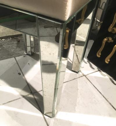 Serge Roche Serge Roche Pair of Mirrored Stools Newly Covered in Pale Pink Silk