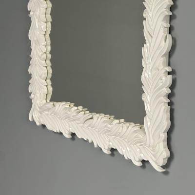 Serge Roche Serge Roche Style Contemporary Rectangular Leaf Wall Mirrors White Lacquer