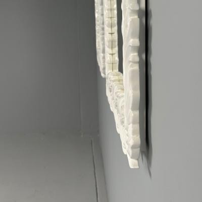 Serge Roche Serge Roche Style Contemporary Rectangular Leaf Wall Mirrors White Lacquer