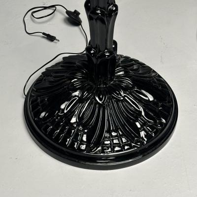 Serge Roche Serge Roche Style Mid Century Modern Palm Leaf Floor Lamps Black Lacquer