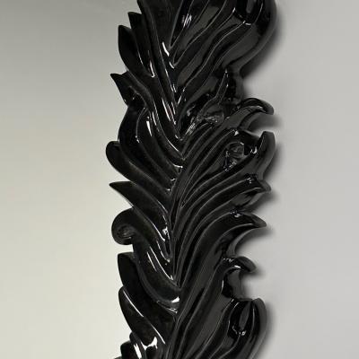 Serge Roche Serge Roche Style Modern Rectangular Leaf Wall Mirrors Black Lacquer