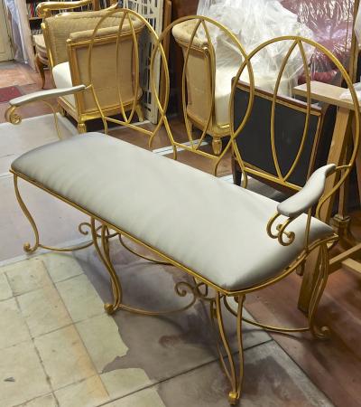 Serge Roche Serge Roche french forties gold leaf and silk satin cover love settee