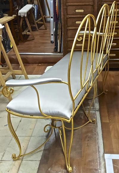 Serge Roche Serge Roche french forties gold leaf and silk satin cover love settee