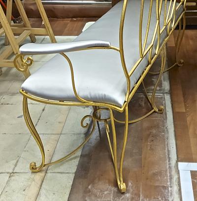 Serge Roche Serge Roche french forties gold leaf and silk satin cover love settee