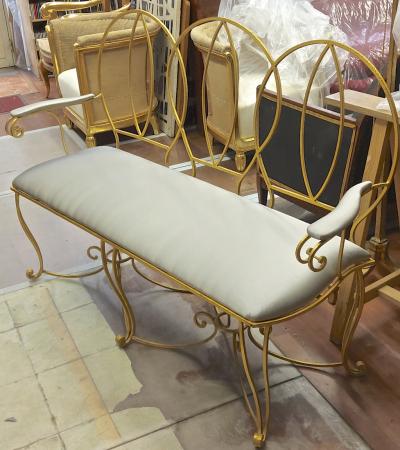 Serge Roche Serge Roche french forties gold leaf and silk satin cover love settee