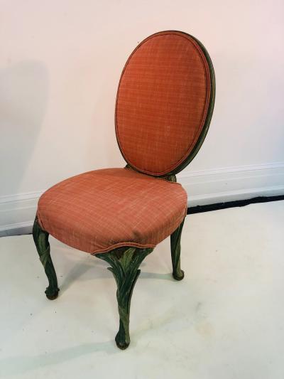 Serge Roche Set of Six Chairs with Carved Wood Frames in the Manner of Serge Roche