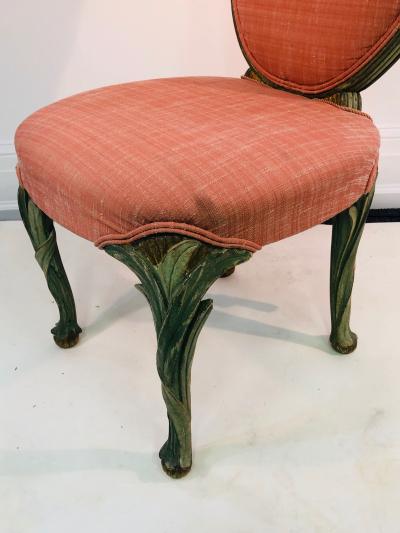 Serge Roche Set of Six Chairs with Carved Wood Frames in the Manner of Serge Roche