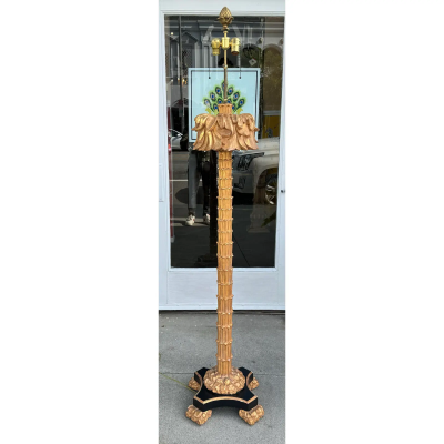 Serge Roche Style Giltwood Palm Tree Floor Lamp