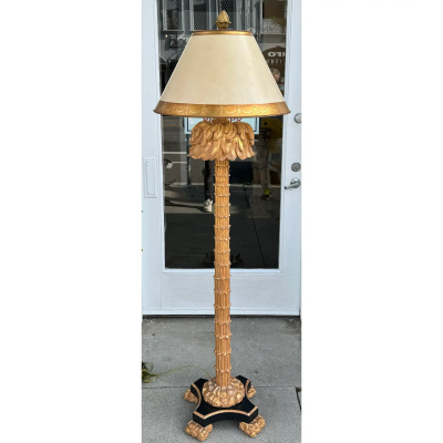 Serge Roche Style Giltwood Palm Tree Floor Lamp