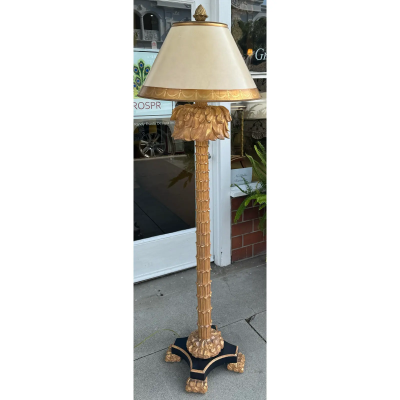 Serge Roche Style Giltwood Palm Tree Floor Lamp