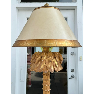 Serge Roche Style Giltwood Palm Tree Floor Lamp