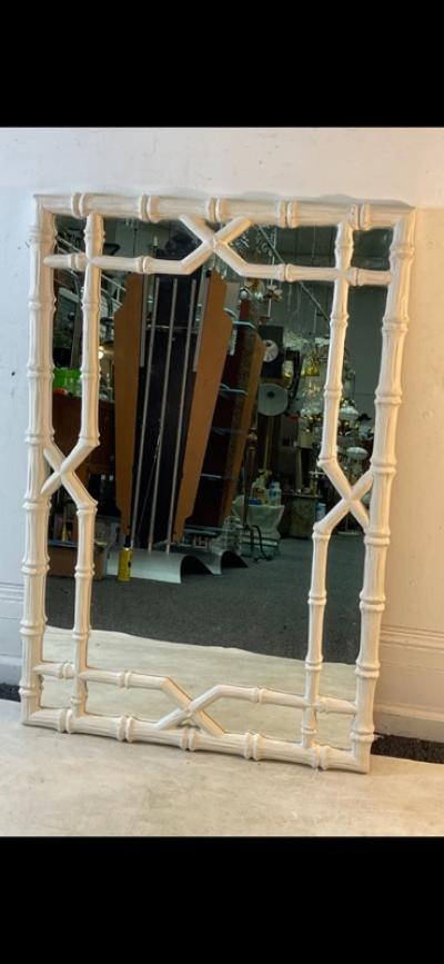 Serge Roche WHITE FAUX BAMBOO MIRROR IN THE MANNER OF SERGE ROCHE
