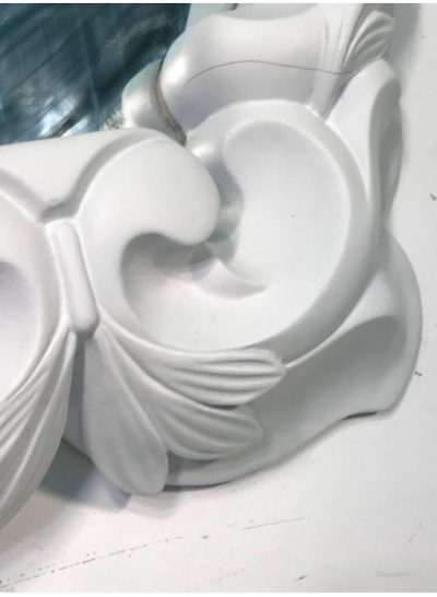 Serge Roche White Plaster Mirror in the Manner of Serge Roche