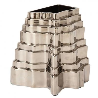 Sergio Asti Sergio Asti Collina Vases Ceramic Metallic Silver Chrome Signed