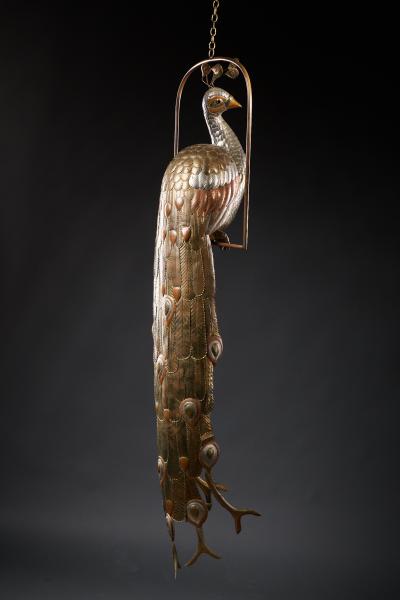 Sergio Bustamante Brass Peacock Sculpture